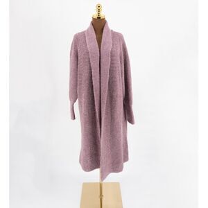 Dimensione Maglia Womens L Long Sweater Purple Long Sleeve Alapaca Wool Cardigan